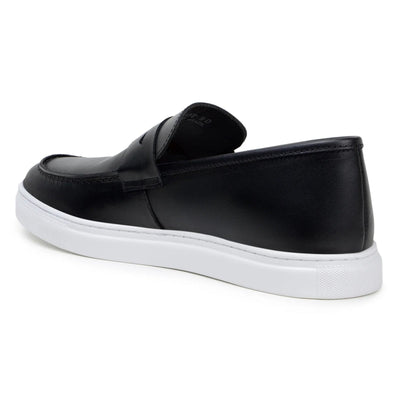Men's Belvedere Elliot Nappa Leather Casual Slip On Penny Loafer in Black