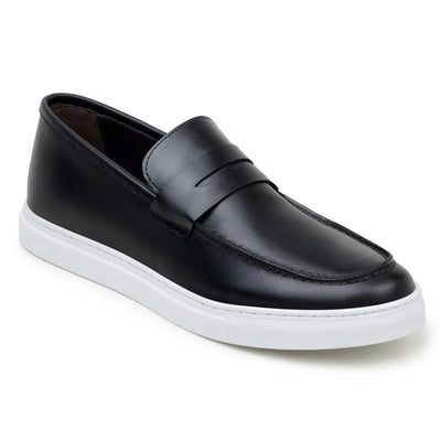 Men's Belvedere Elliot Nappa Leather Casual Slip On Penny Loafer in Black