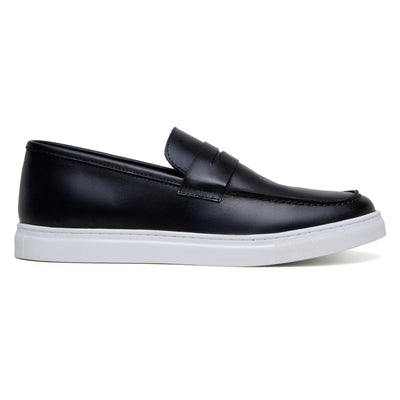 Men's Belvedere Elliot Nappa Leather Casual Slip On Penny Loafer in Black
