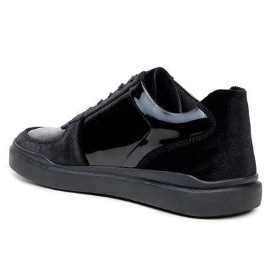 Men's Belvedere Edmound Velvet & Patent Leather Tuxedo Dress Sneaker in Black