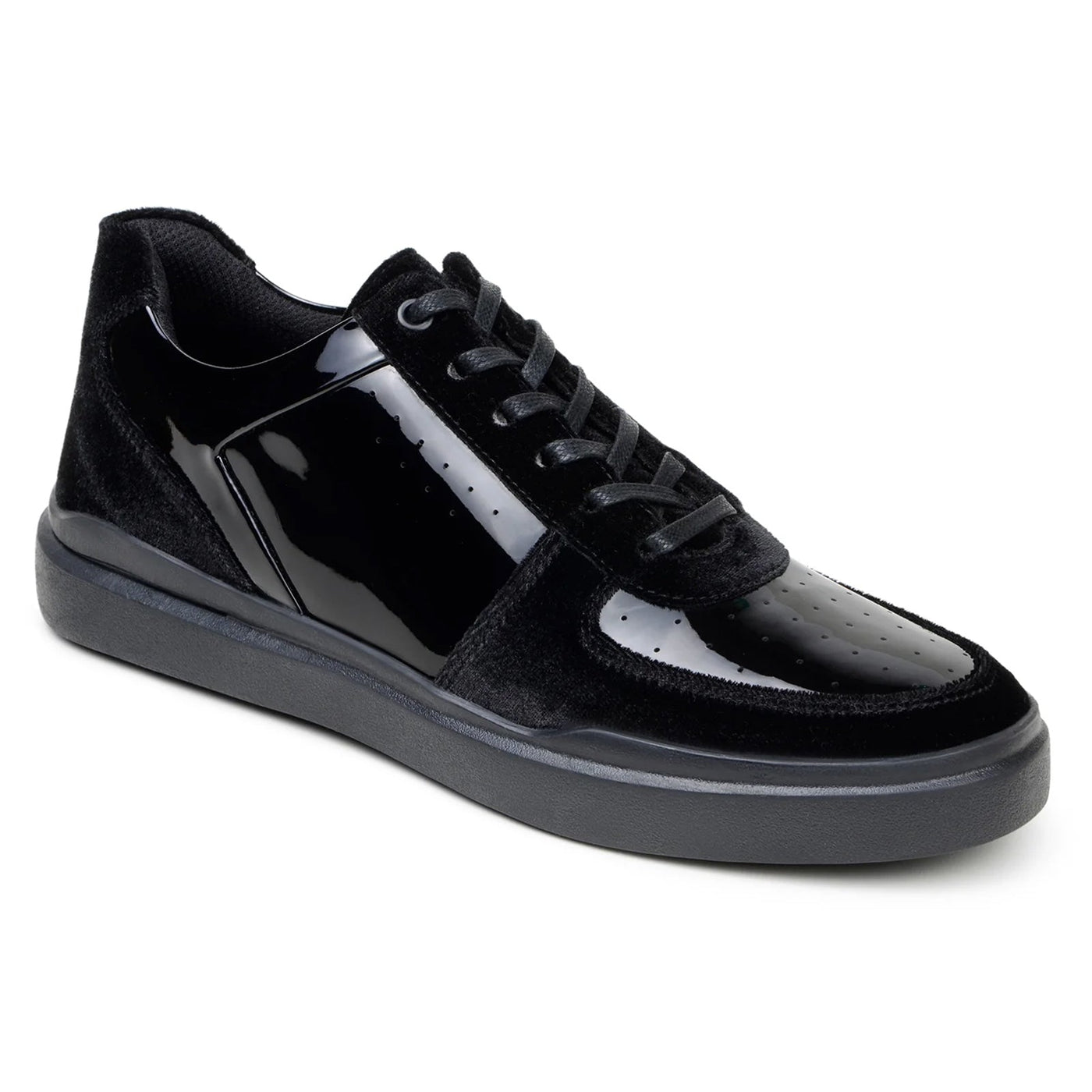 Men's Belvedere Edmound Velvet & Patent Leather Tuxedo Dress Sneaker in Black