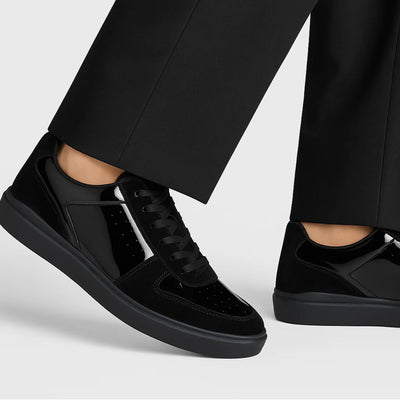 Men's Belvedere Edmound Velvet & Patent Leather Tuxedo Dress Sneaker in Black