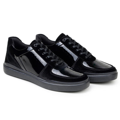 Men's Belvedere Edmound Velvet & Patent Leather Tuxedo Dress Sneaker in Black