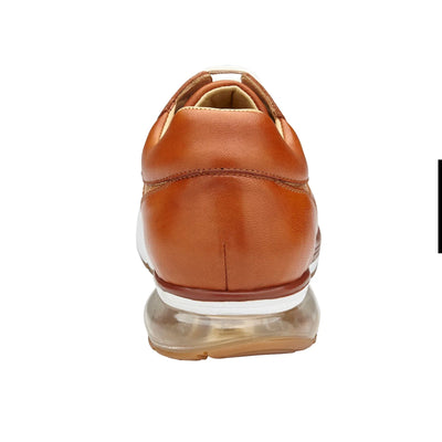 Men's Belvedere Gino Ostrich Leg & Italian Calf Leather Dress Sneaker in Brandy & Bone