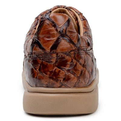 Men's Belvedere Kingstone Genuine Pirarucu Dress Sneaker in Almond Tan