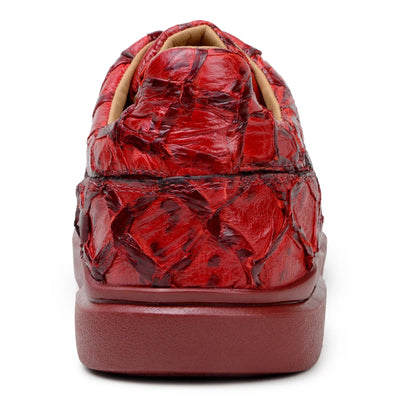 Men's Belvedere Kingstone Genuine Pirarucu Dress Sneaker in Red