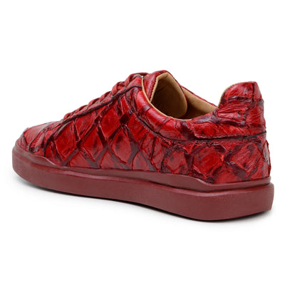Men's Belvedere Kingstone Genuine Pirarucu Dress Sneaker in Red