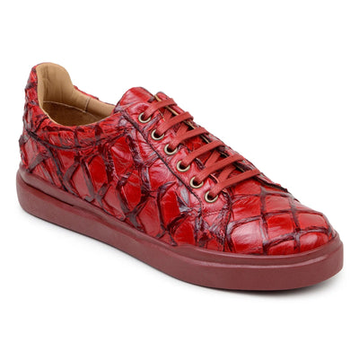 Men's Belvedere Kingstone Genuine Pirarucu Dress Sneaker in Red