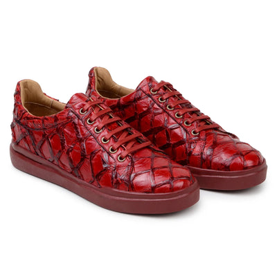 Men's Belvedere Kingstone Genuine Pirarucu Dress Sneaker in Red