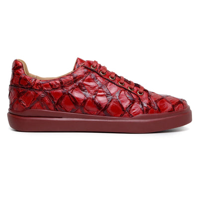 Men's Belvedere Kingstone Genuine Pirarucu Dress Sneaker in Red