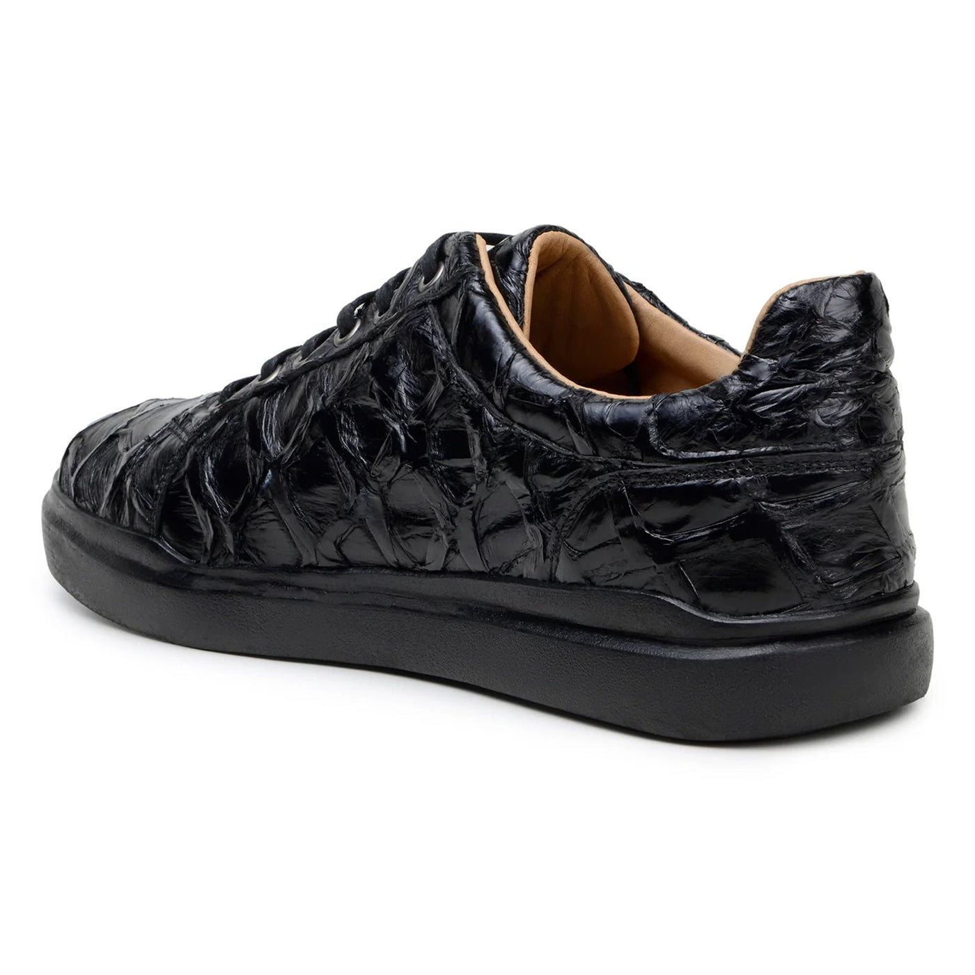 Men's Belvedere Kingstone Genuine Pirarucu Dress Sneaker in Black