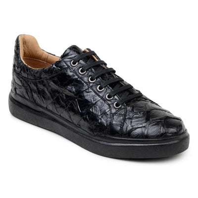 Men's Belvedere Kingstone Genuine Pirarucu Dress Sneaker in Black