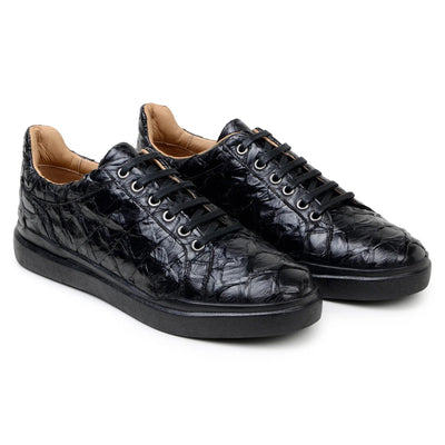 Men's Belvedere Kingstone Genuine Pirarucu Dress Sneaker in Black