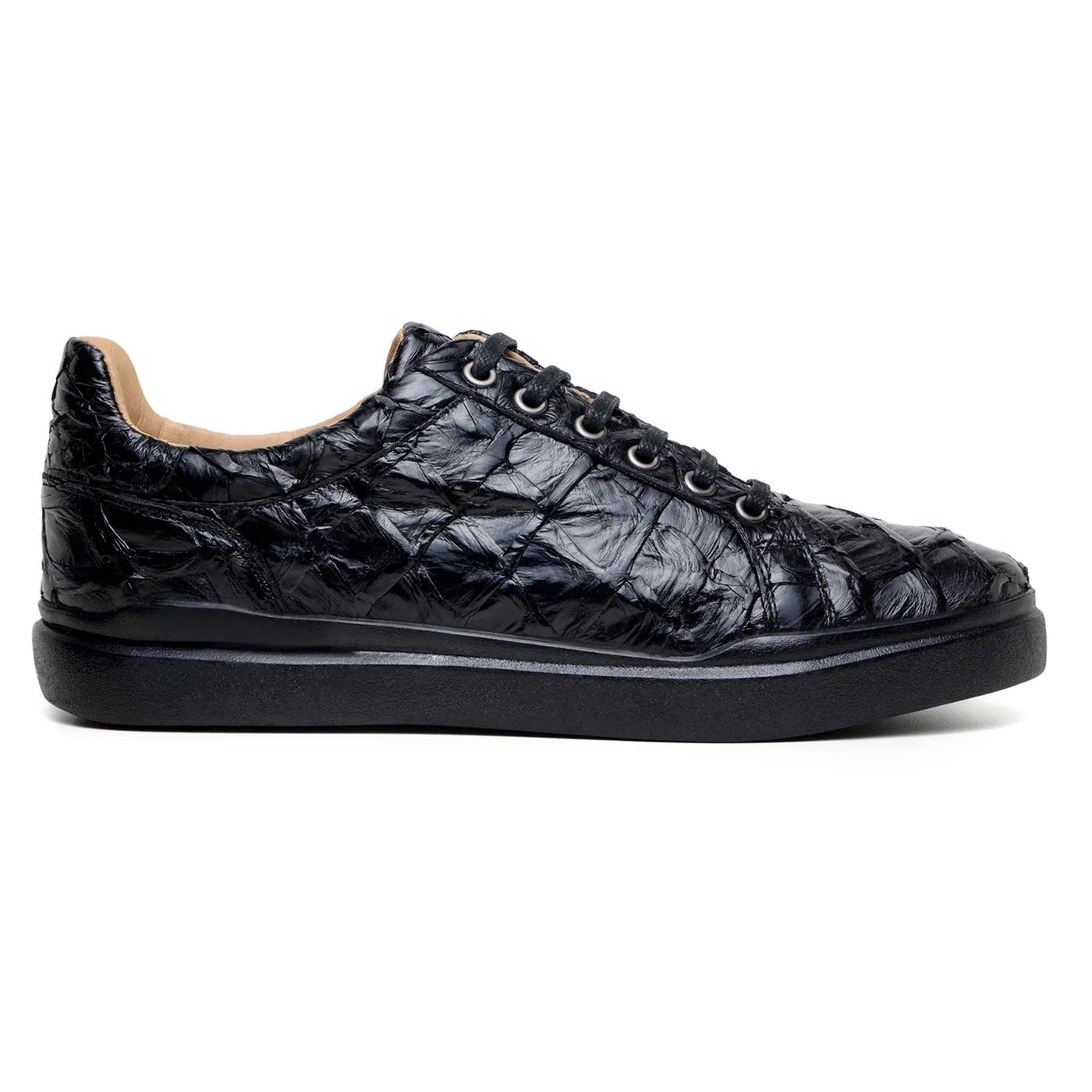 Men's Belvedere Kingstone Genuine Pirarucu Dress Sneaker in Black