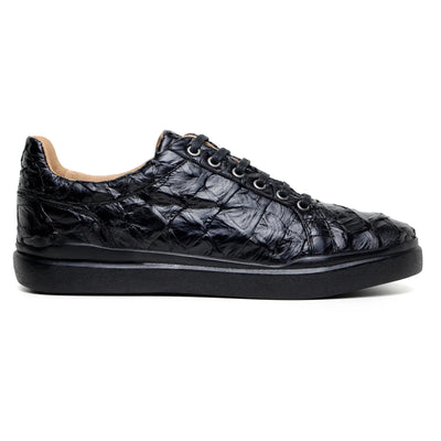 Men's Belvedere Kingstone Genuine Pirarucu Dress Sneaker in Black