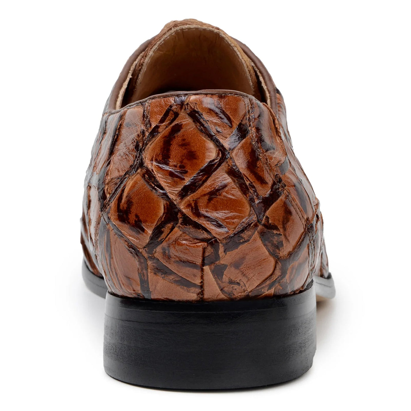 Men's Belvedere Renzo Genuine Pirarucu Lace Up Derby Dress Shoe in Almond Tan