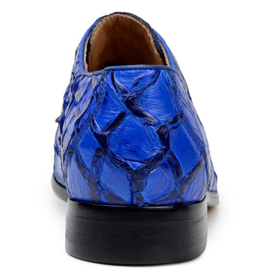 Men's Belvedere Renzo Genuine Pirarucu Lace Up Derby Dress Shoe in Royal Blue