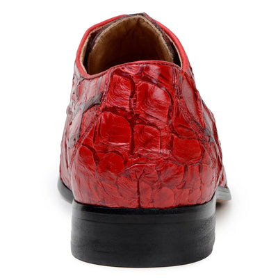 Men's Belvedere Renzo Genuine Pirarucu Lace Up Derby Dress Shoe in Red