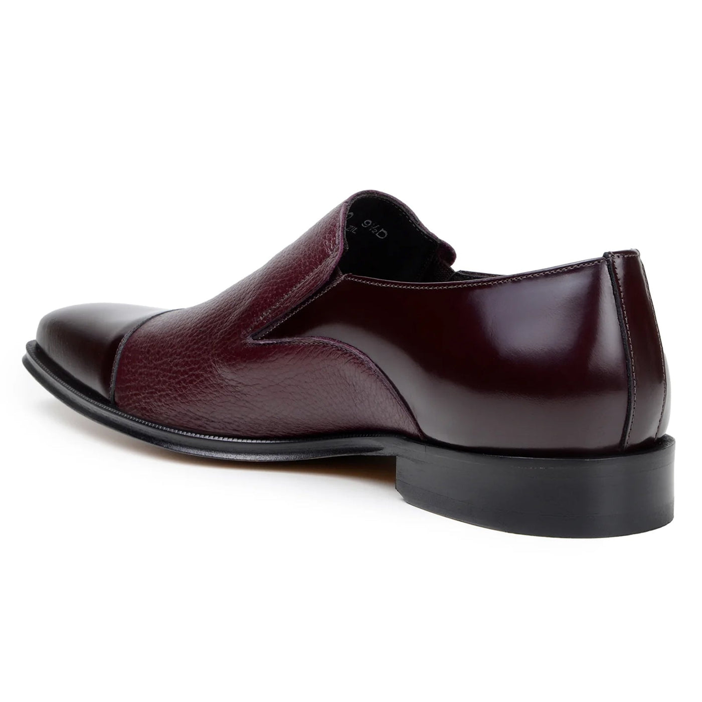 Men's Belvedere Andreo Italian Deerskin & Nappa Leather Cap Toe Slip On Loafer in Burgundy