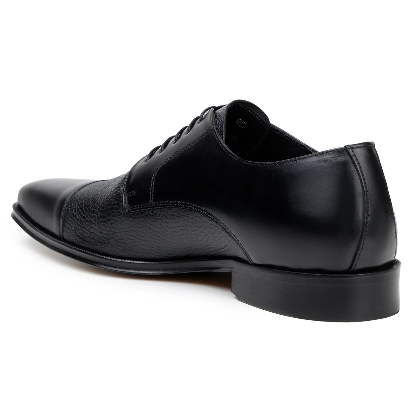 Men's Belvedere Alexander Italian Deerskin & Nappa Leather Cap Toe Dress Shoe in Black