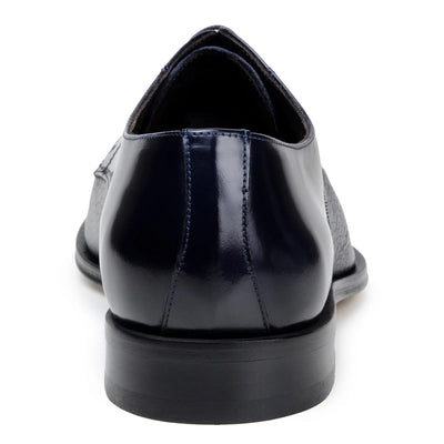 Men's Belvedere Alexander Italian Deerskin & Nappa Leather Cap Toe Dress Shoe in Navy