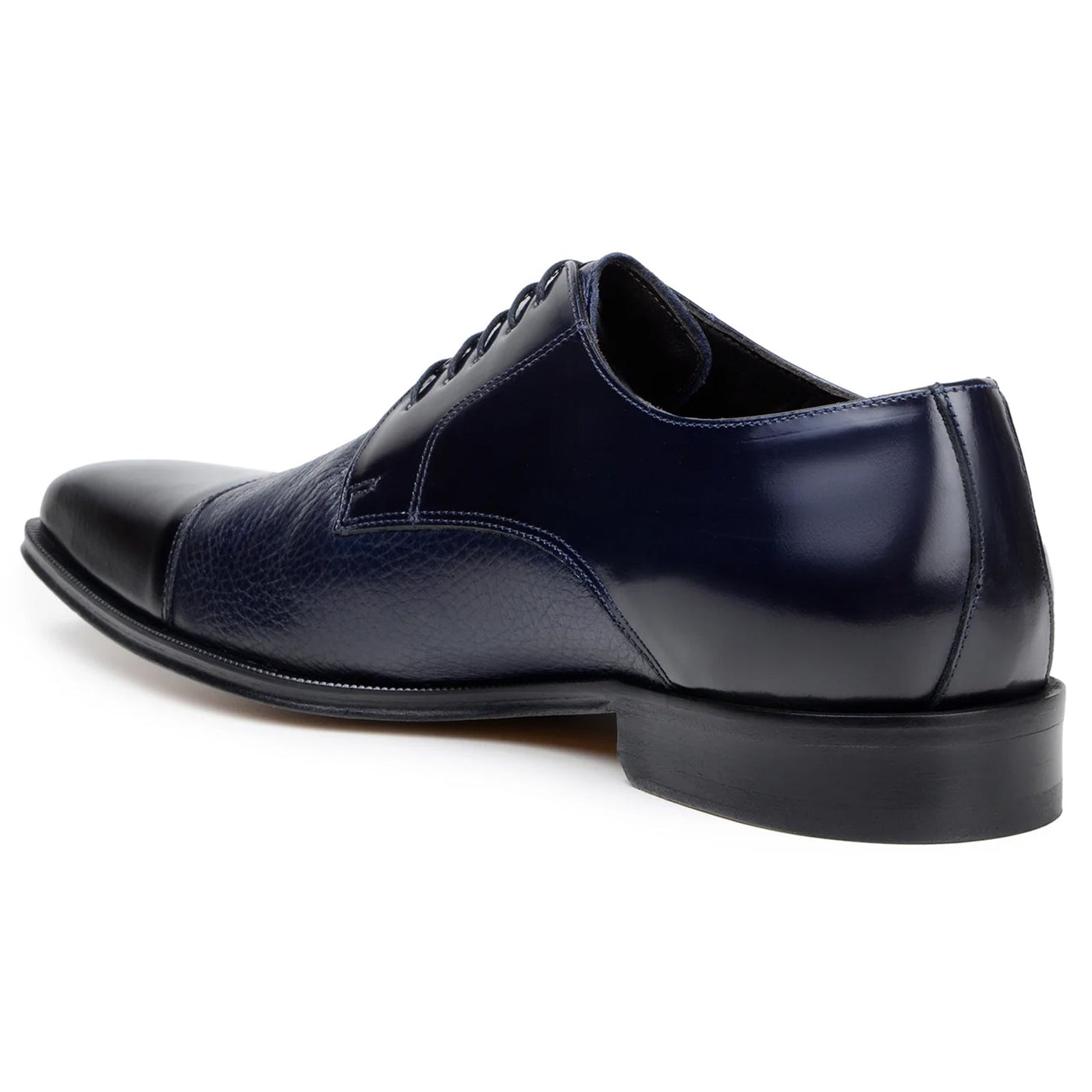 Men's Belvedere Alexander Italian Deerskin & Nappa Leather Cap Toe Dress Shoe in Navy