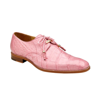 Men's Belvedere Lago Genuine Alligator Plain Toe Dress Shoe in Rose Pink