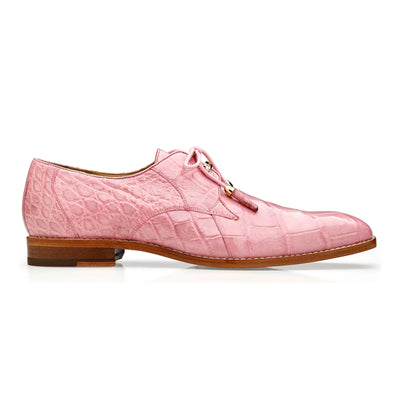 Men's Belvedere Lago Genuine Alligator Plain Toe Dress Shoe in Rose Pink