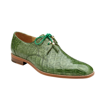 Men's Belvedere Lago Genuine Alligator Plain Toe Dress Shoe in Pistachio Green