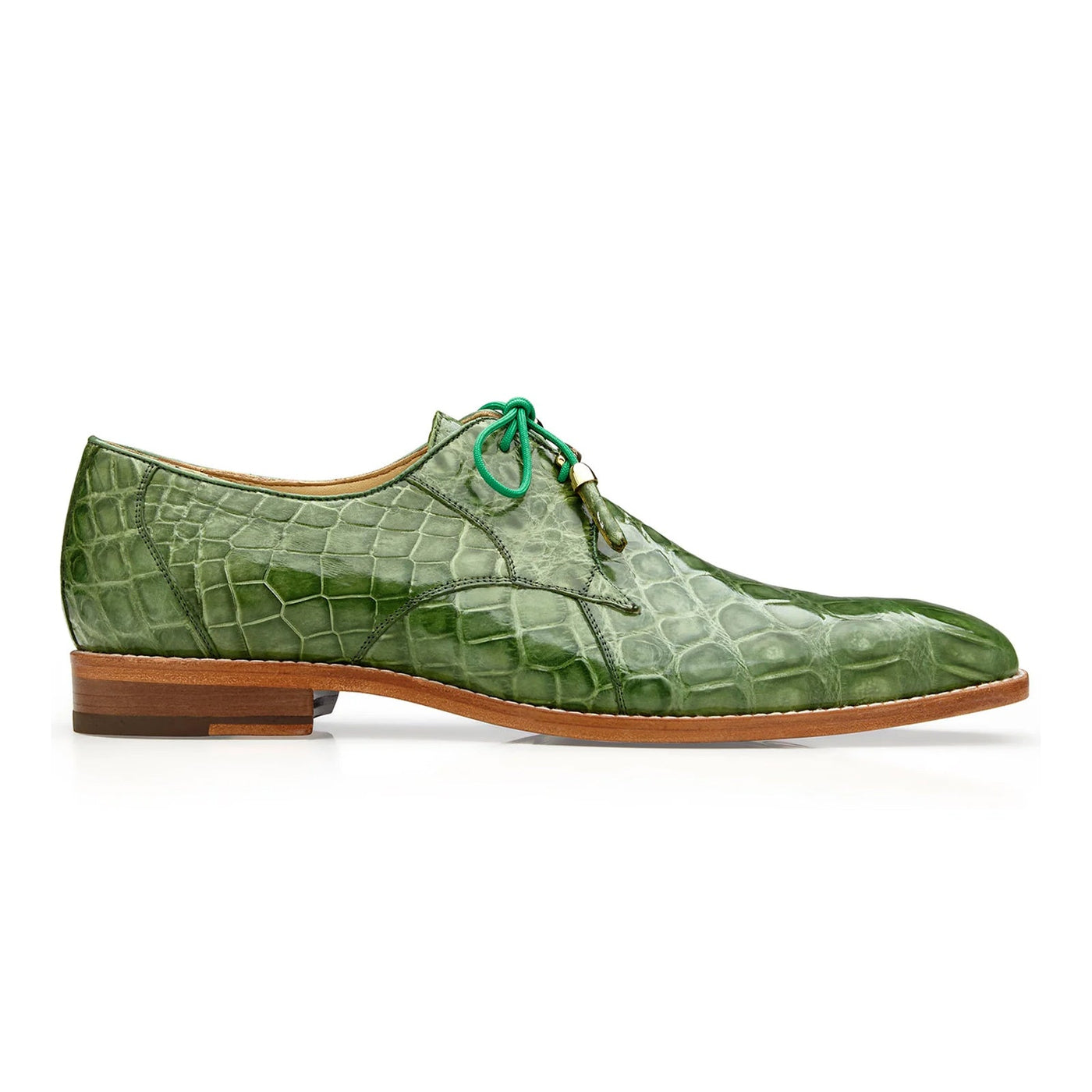 Men's Belvedere Lago Genuine Alligator Plain Toe Dress Shoe in Pistachio Green