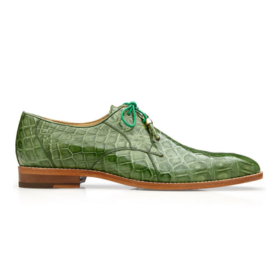 Men's Belvedere Lago Genuine Alligator Plain Toe Dress Shoe in Pistachio Green