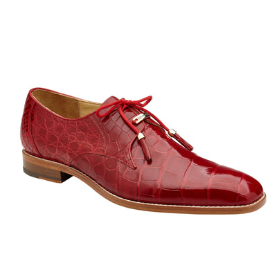 Men's Belvedere Lago Genuine Alligator Plain Toe Dress Shoe in Red