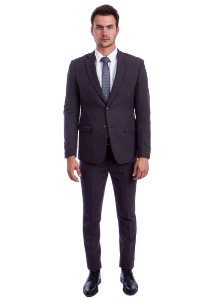 Men's Two Button Basic Hybrid Fit Business Suit in Dark Grey