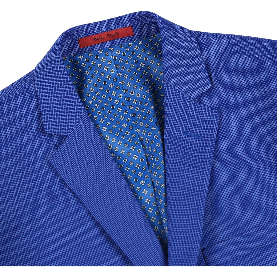 Mens Two Button Slim Fit Sport Coat Blazer in Blue Purple Micro Check