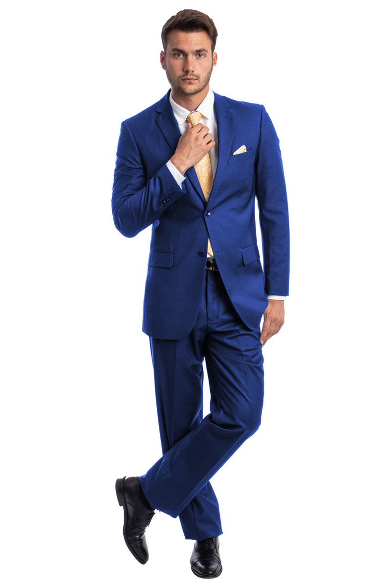 Men's Two Button Basic Modern Fit Business Suit in Royal Blue