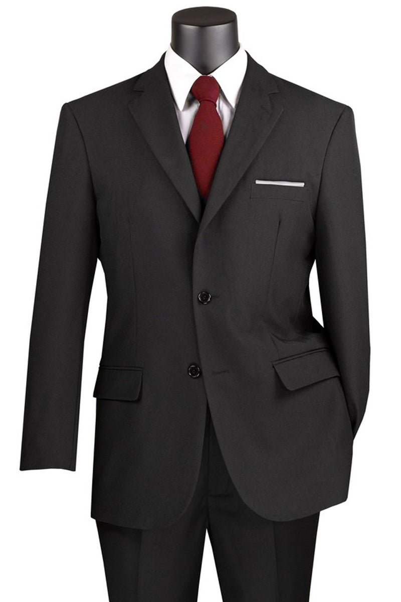 Men's 2 Button Classic Poplin Suit in Black
