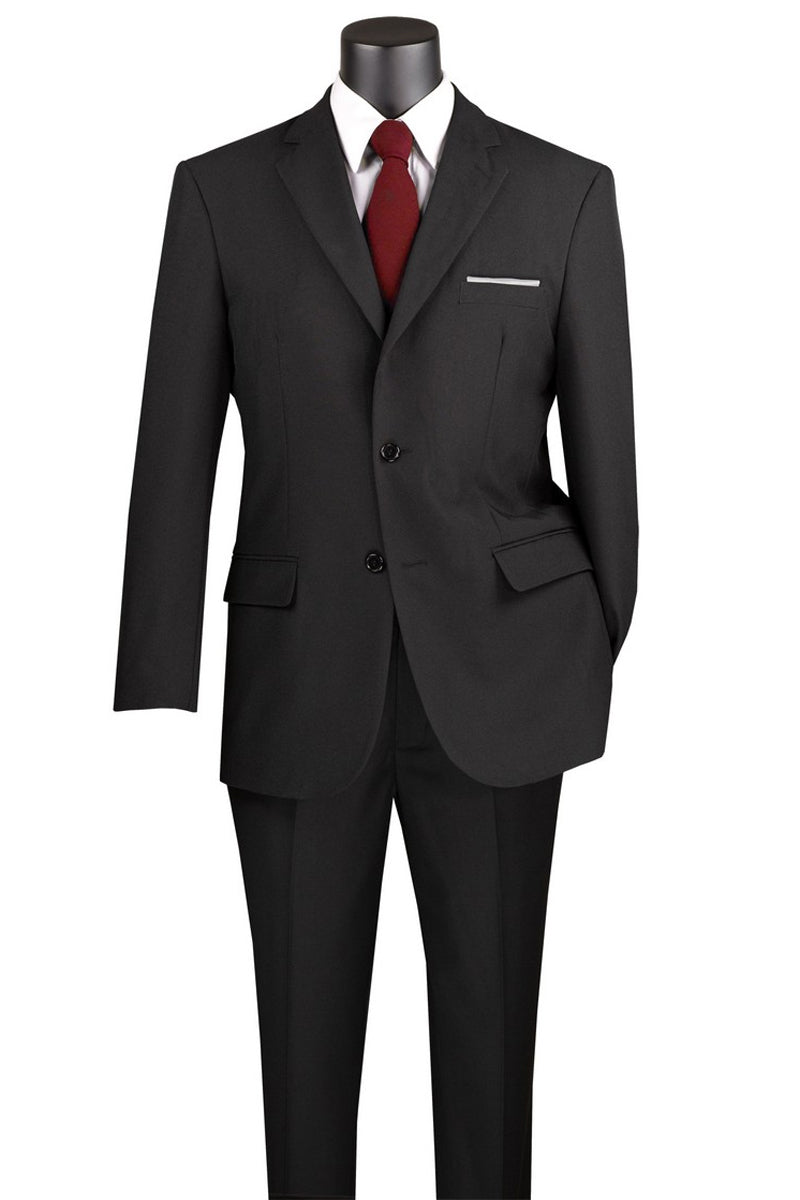 Men's 2 Button Classic Poplin Suit in Black