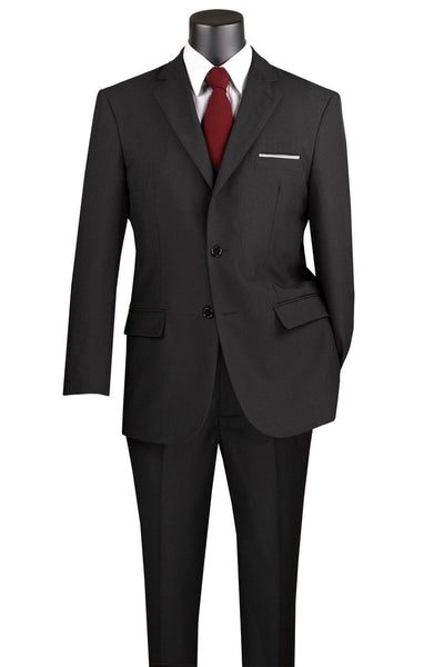 Men's 2 Button Classic Poplin Suit in Black