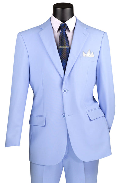 Men's 2 Button Classic Poplin Suit in Light Sky Blue