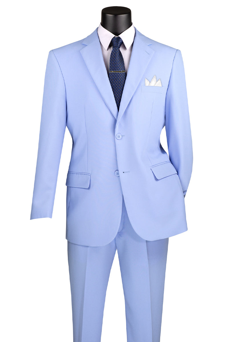 Men's 2 Button Classic Poplin Suit in Light Sky Blue