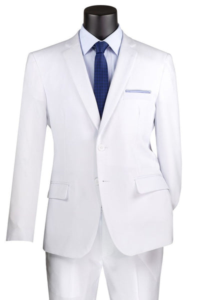 Men's 2 Button Classic Poplin Suit in White