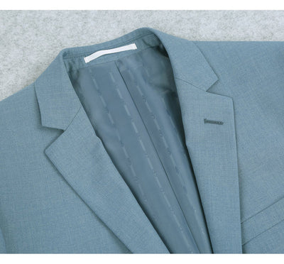 Mens Basic Two Button Slim Fit Suit with Optional Vest in Sky Blue