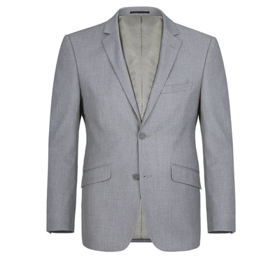 Mens Two Button Slim Fit Hack Pocket Suit in Light Grey