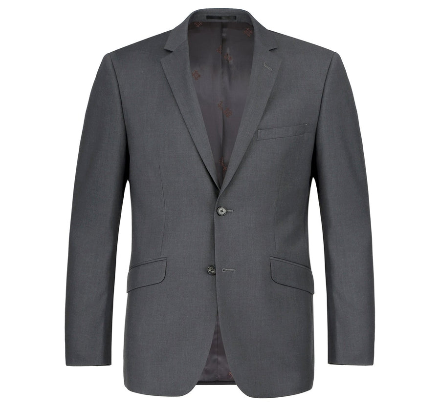 Mens Basic Two Button Classic Fit Suit with Optional Vest in Charcoal Grey