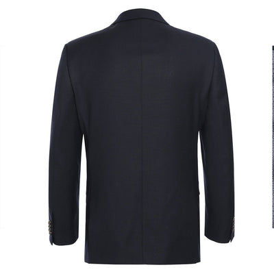 Mens Basic Two Button Classic Fit Wool Sport Coat Blazer in Dark Midnight Navy