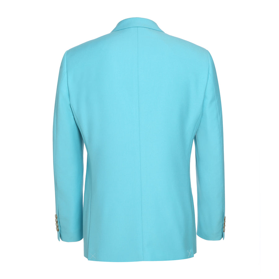 Mens Basic Two Button Slim Fit Suit in Aqua Blue