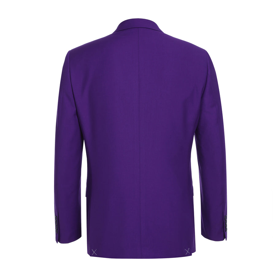 Mens Basic Two Button Slim Fit Suit in Purple