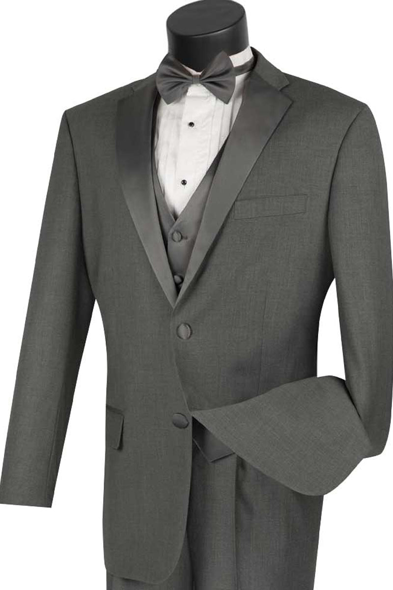 Mens 2 Button vested Classic Tuxedo in Grey