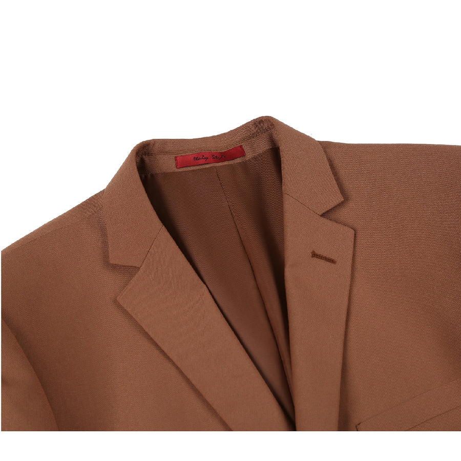 Mens Basic Two Button Slim Fit Suit in Rust