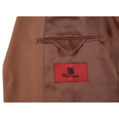 Mens Basic Two Button Slim Fit Suit in Rust